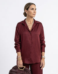 Camisa Fluida de Viscose - Vinho - VINHO / Único (38 ao 44) / VERMELHO