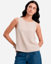 Blusa Regata Gola Careca - Bege - BEGE / P / BEGE