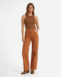 Calça Wide Leg de Sarja - Ocre - OCRE / 36 / BEGE