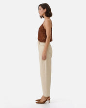 Calça Barrel de Sarja - Bege