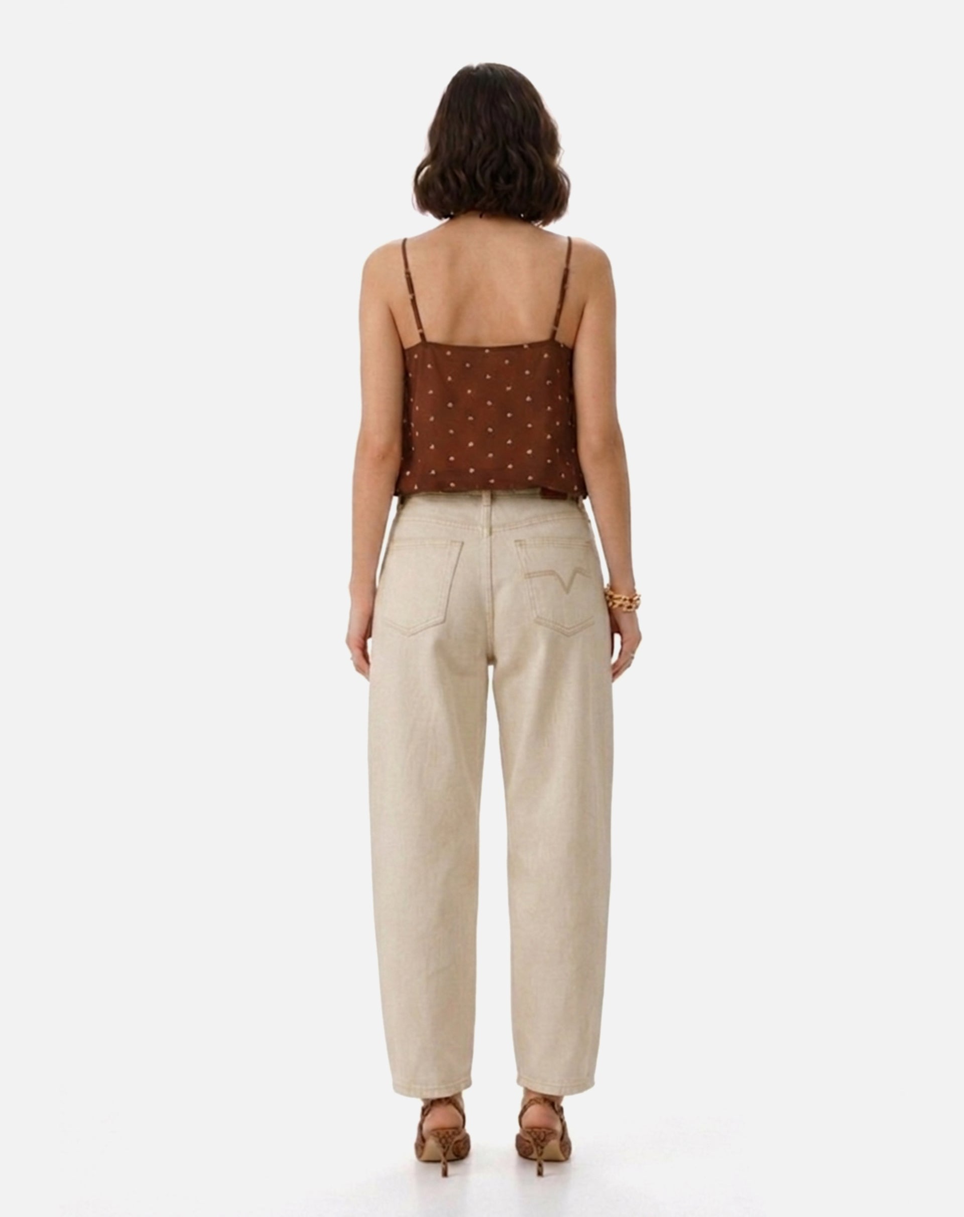 Calça Barrel de Sarja - Bege