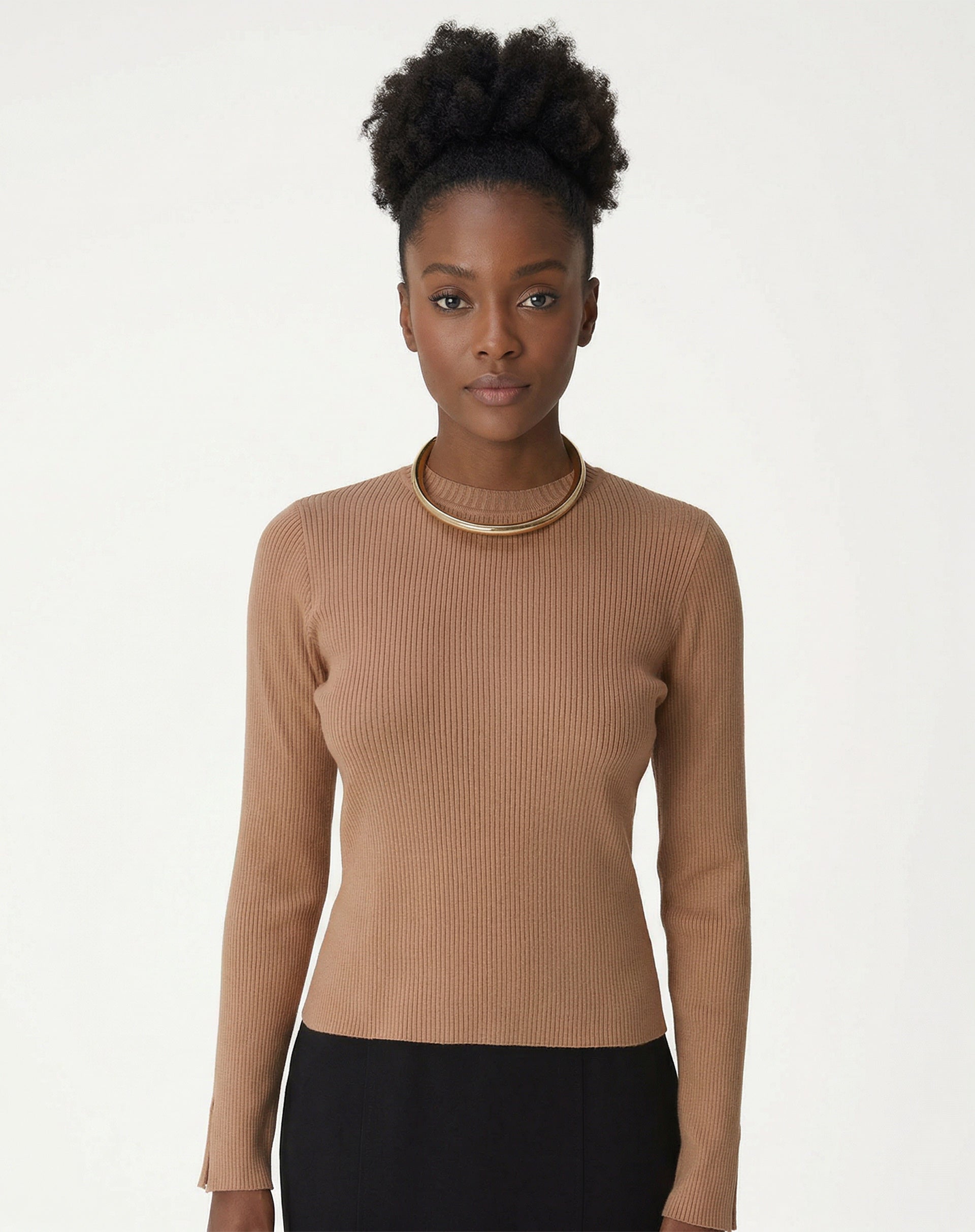 SUÉTER TRICOT GOLA CARECA - BEGE