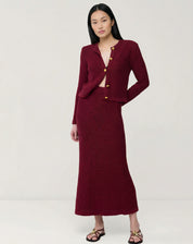 Cardigan Tricot Com Botões - Vermelho
