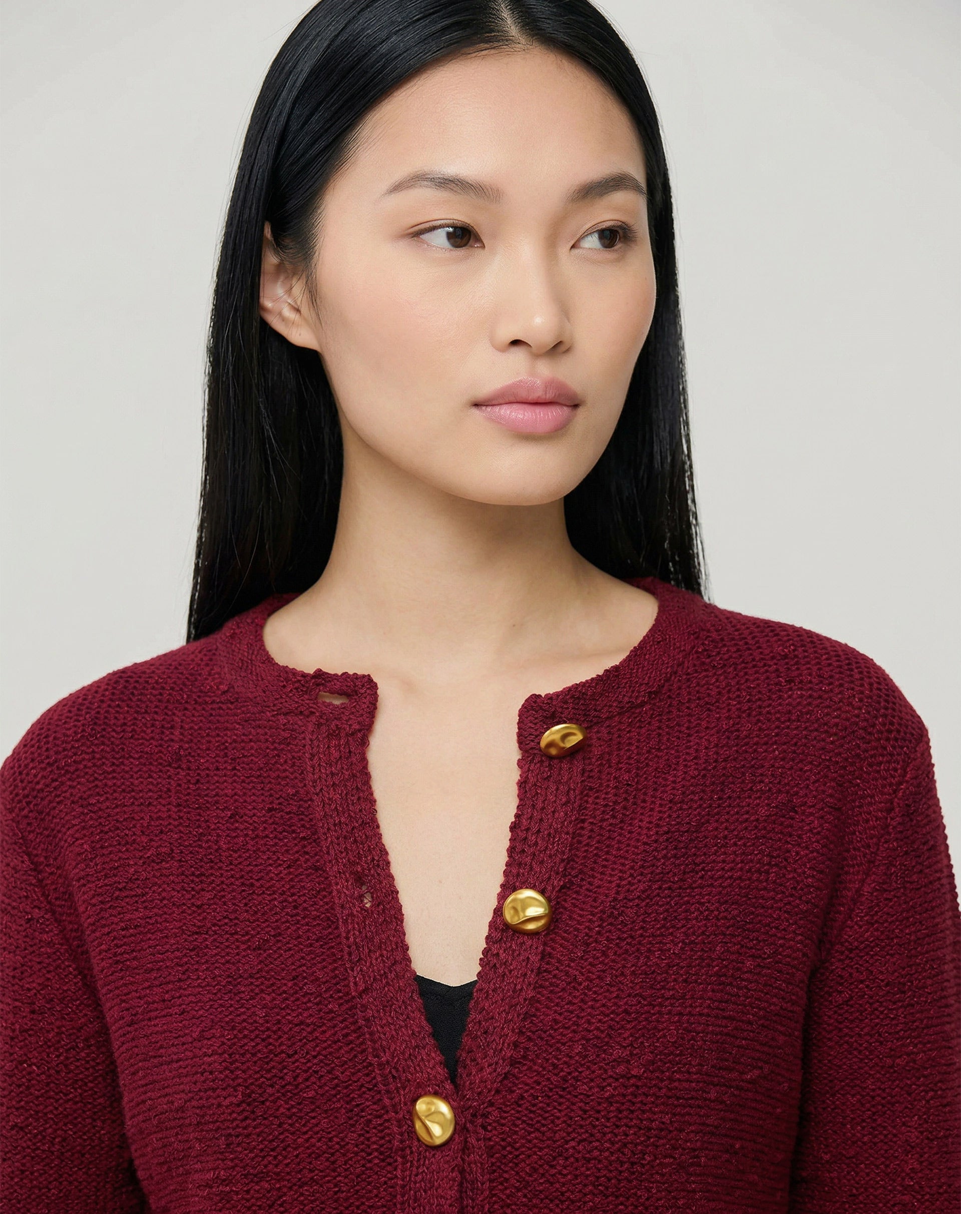 Cardigan Tricot Com Botões - Vermelho