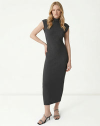 Vestido Midi Tricot Rib - Cinza Mescla Escuro - CINZA MESCLA ESCURO / CINZA / PP