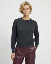 Suéter Cashmere Deluxe Gola Careca - Cinza Mescla Escuro