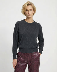 Suéter Cashmere Deluxe Gola Careca - Cinza Mescla Escuro - CINZA MESCLA ESCURO / CINZA / PP
