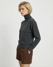 Suéter Cashmere Deluxe Gola Alta  - Cinza Mescla Escuro
