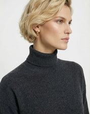 Suéter Cashmere Deluxe Gola Alta  - Cinza Mescla Escuro