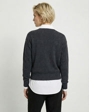 Suéter Cashmere Deluxe Gola V - Cinza Mescla Escuro