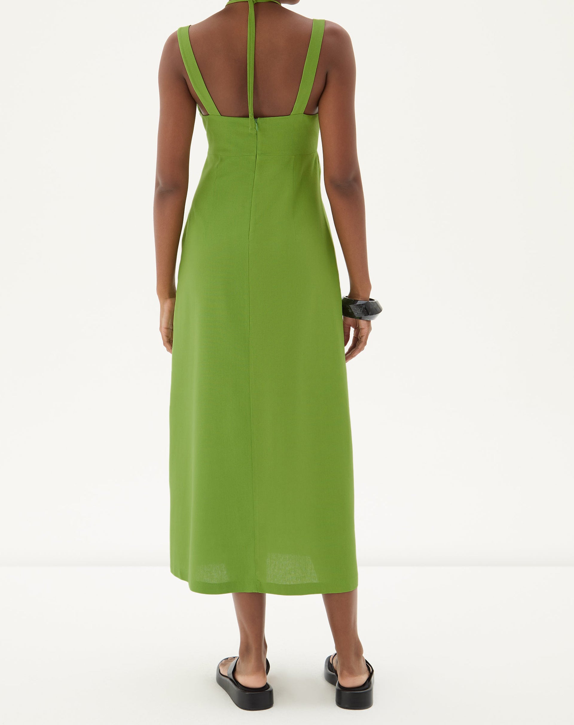 VESTIDO LONGO COM FENDA - VERDE