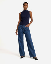 Blusa Gola Role de Malha - Azul