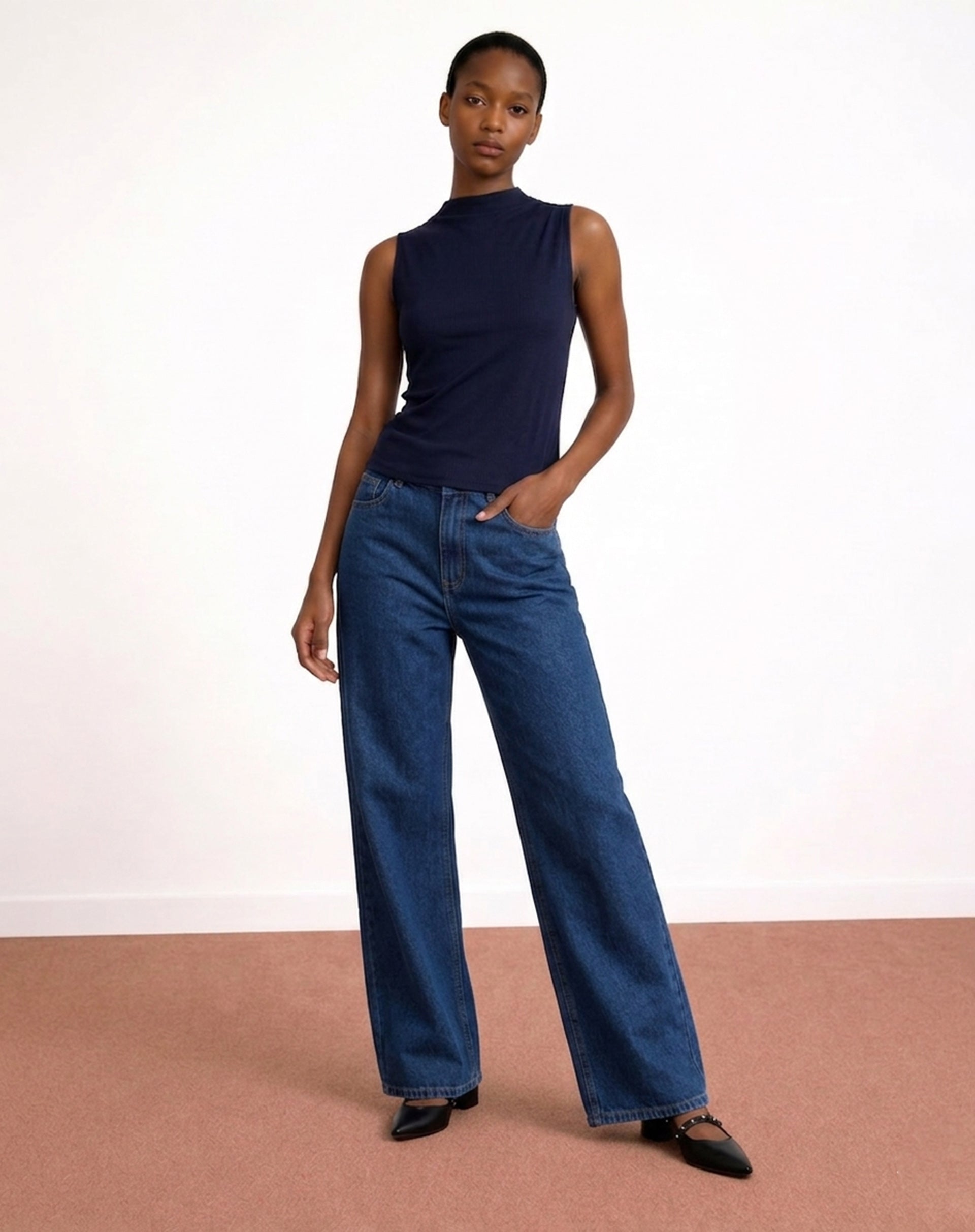 Blusa Gola Role de Malha - Azul