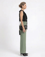 Calça Pantalona com Cós de Elástico - Verde