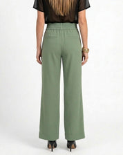 Calça Pantalona com Cós de Elástico - Verde