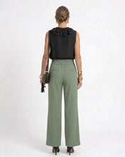 Calça Pantalona com Cós de Elástico - Verde