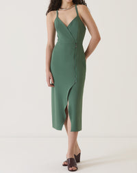 VESTIDO COM FENDA FRONTAL - VERDE - VERDE / VERDE / 42