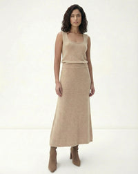 Saia Longa Tricot - Bege - BEGE / BEGE / PP